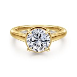 Geo - 14K Yellow Gold Round Diamond Semi-Mount Ring