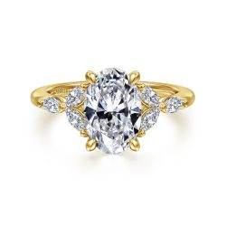 Adella - 14K Yellow Gold Oval Diamond Semi-Mount Ring