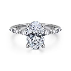 Perry - 14K White Gold Oval Diamond Semi-Mount Ring
