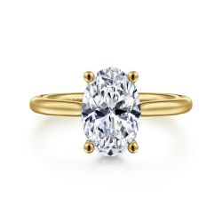 Azucena - 14K Yellow Gold Oval Solitaire Diamond Semi-Mount Ring