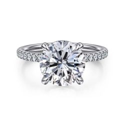 Allison - 14K White Gold Round Hidden Halo Diamond and Semi-Mount Ring