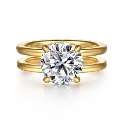 Oksana - 14K Yellow Gold Round Diamond Semi-Mount Ring