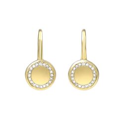 Front View 10k Yellow Gold & Diamond Studded Fashion Earrings
