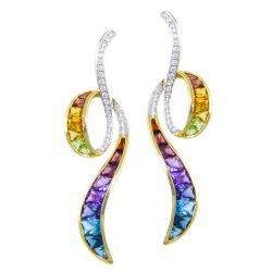 14k Yellow Gold Bellarri Rainbow Gemstone Earrings