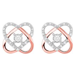 10k White and Rose Gold Earring 1/10ctw