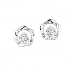 Silver Diamond Earrings 1/8ctw