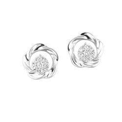 Silver Diamond Earrings 1/8ctw