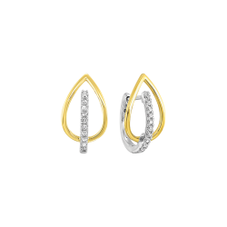10K Two Tone Gold Diamond Earrings