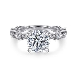 Sadie - 14K White Gold Round Diamond Semi-Mount Ring