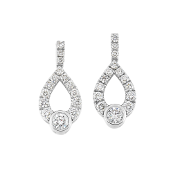 1 CTW Diamond Teardrop Halo Drop Earrings in White Gold
