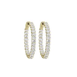Brilliance Hoops Lab Grown 5 ctw Yellow Gold Diamond Earrings 