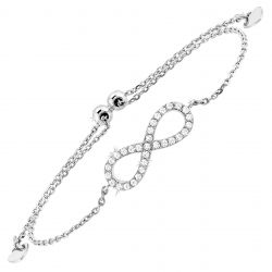 Front View Silver Classic Infinity Bolo Bracelet