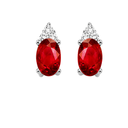 White Gold Diamond and Ruby Earrings .62gtw .04ctw