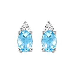 10kt White Gold Blue Topaz & Diamond Earrings