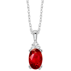 White Gold Diamond and Ruby Pendant .50tgw .02ctw