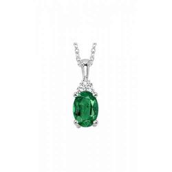 10k White Gold .50ctw Emerald and Diamond Necklace