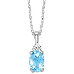 10kt White Gold Blue Topaz & Diamond Pendant