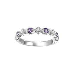 Lara 10k White Gold Diamond Amethyst Ring