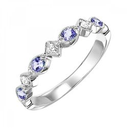 Lysandra 10K White Gold Diamond and Alexandrite Ring