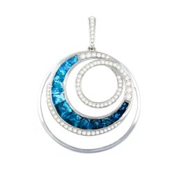 14kt White Gold Bellarri Diamond and Blue Topaz Crescent