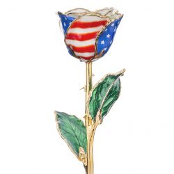 Patriotic 24k Gold Dipped Rose Front View
