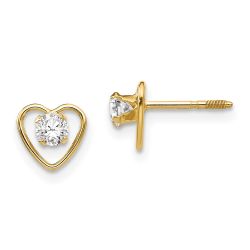 Sweetpea Nook 14k Madi K 3mm Genuine White Topaz Birthstone Heart Earrings
