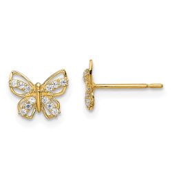 Sunbeam Puff 14k Madi K Butterfly CZ Stud Earrings