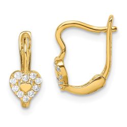 Minnie Bloom 14k Madi K CZ Double Heart Hoop Earrings