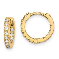 Luna Shine 14k Madi K CZ Hinged Hoop Earrings