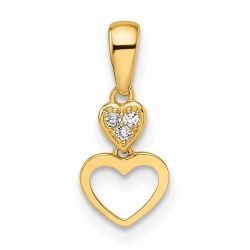 Cuddly Puff Giggly Pebble 14k Madi K CZ Hearts Dangle Pendant