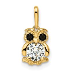 Giggly Bear Tiny Bunny 14k Madi K Black & White CZ Owl Pendant