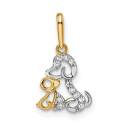Gentle Bubble Little Bubble 14K & Rhodium Madi K CZ Dog & Puppy Pendant