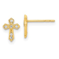 Bumble 14K Madi K Polished Cross CZ Post Earrings