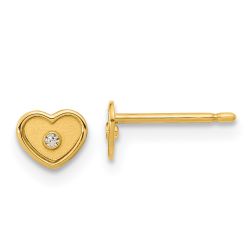 Pip Glow 14K Madi K Polished & Brushed CZ Heart Post Earrings