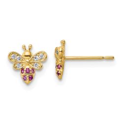 Cuddles Wink 14k Madi K Clear & Red CZ Bee Post Earrings