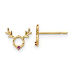 Peaches Spark 14k Madi K Red CZ Reindeer Post Earrings