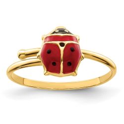 Duckling Pie 14k Polished Enameled Madi K Ladybug Adjustable Ring