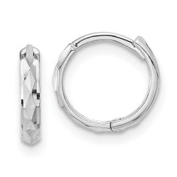 Buddy 14K White Gold Madi K Hinged Diamond Cut Hoop Earrings