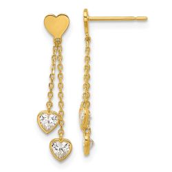 Sunny 14k Madi K Polished CZ Hearts Post Dangle Earrings