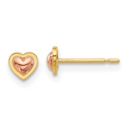 Zippy Buddy 14k Madi K Two-Tone Polished Heart Post Earrings