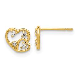 Dreamy 14k Madi K Polished CZ Hearts Post Earrings