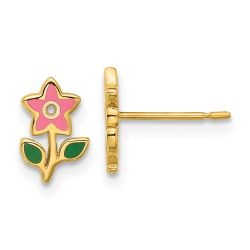 Giggles Bug 14k Madi K Polished Enameled Flower Post Earrings