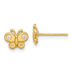 Bumble 14k Madi K Polished CZ Butterfly Post Earrings