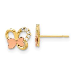 Giggles 14k Madi K Two-Tone Polished CZ Butterfly Post Earrings