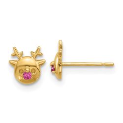 Twinkle 14k Madi K Polished CZ Reindeer Post Earrings