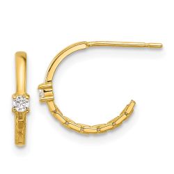 Bumble 14k Madi K Polished CZ Link Post Hoop Earrings