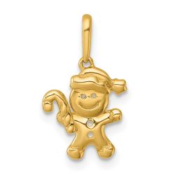 Button 14k Madi K Polished Smiling Gingerbread Man Childrens Charm / Pendant