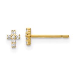 Clover Bug 14k Madi K Polished Tiny CZ Cross Childrens Post Earrings