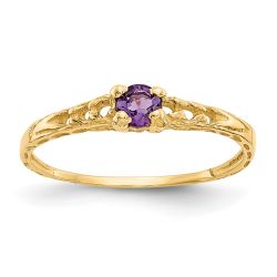 Wobbles Song 14k Madi K 3mm Amethyst Birthstone Baby Ring