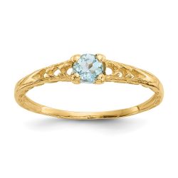 Turtle Boo 14k Madi K 3mm Aquamarine Birthstone Baby Ring
